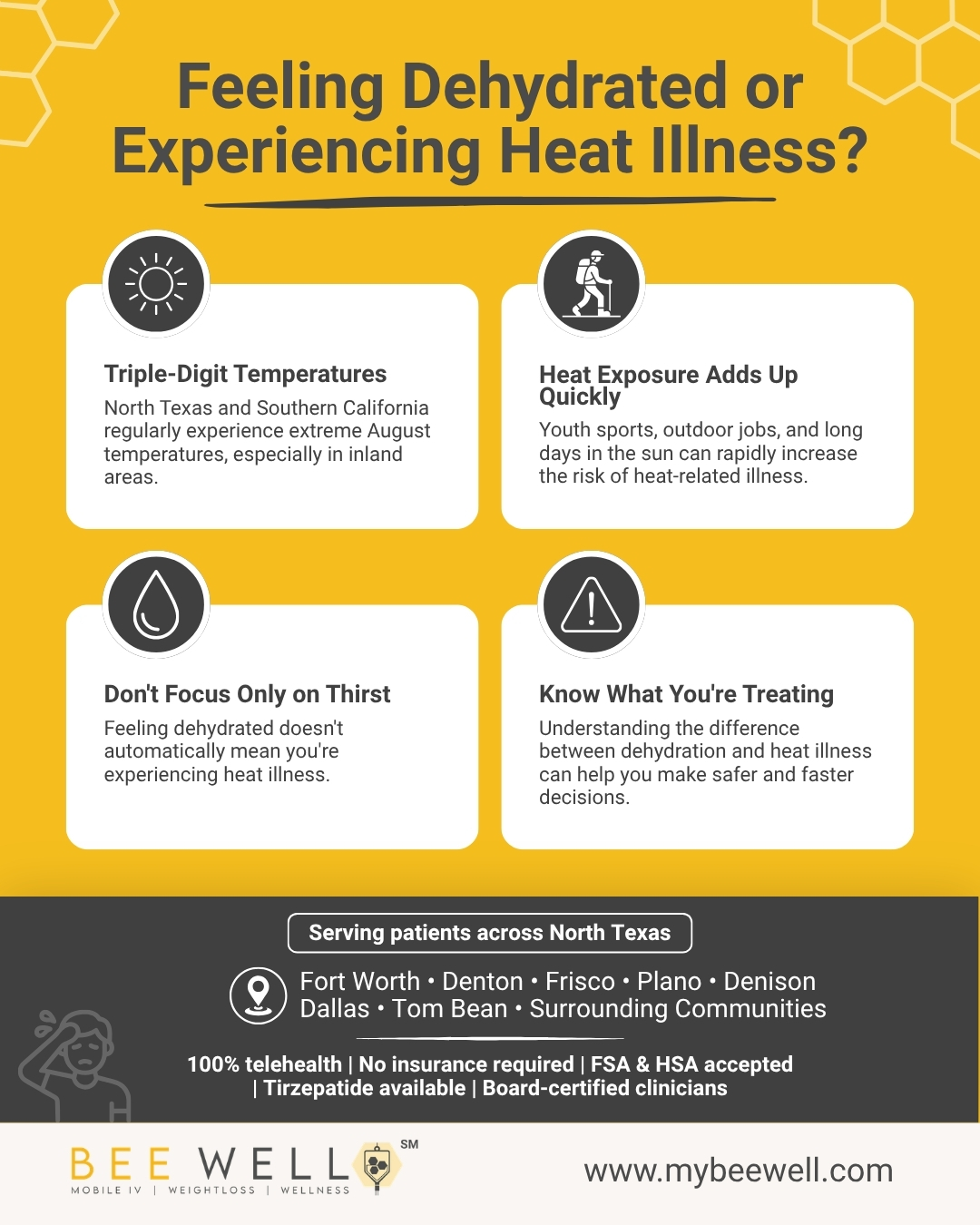 Dehydration vs heat illness symptoms and treatment